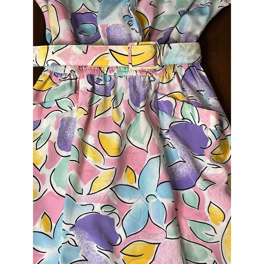 Vintage 1980’s Act 1 Floral Mermaid Dress With Belt - Picture 5 of 15